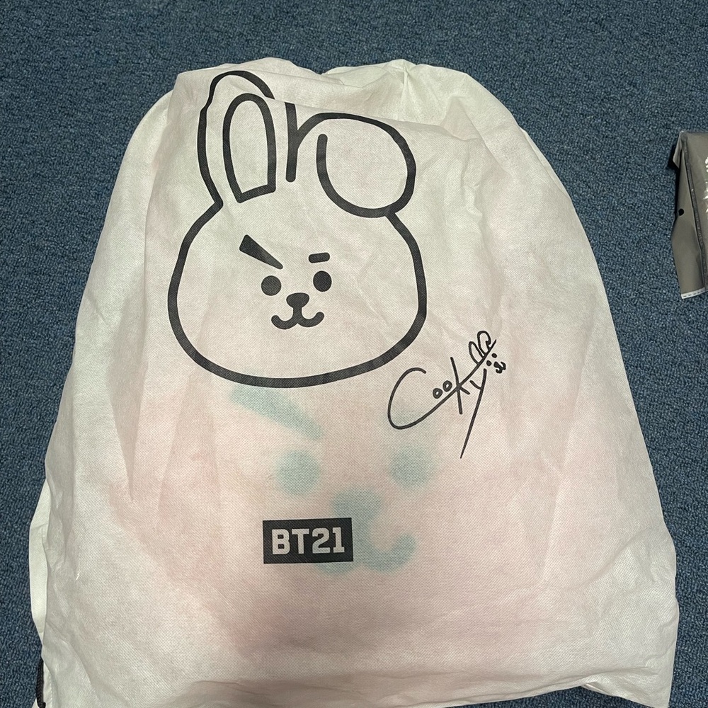 BT21 Drawstring Bag with Cooky Bunny Plush